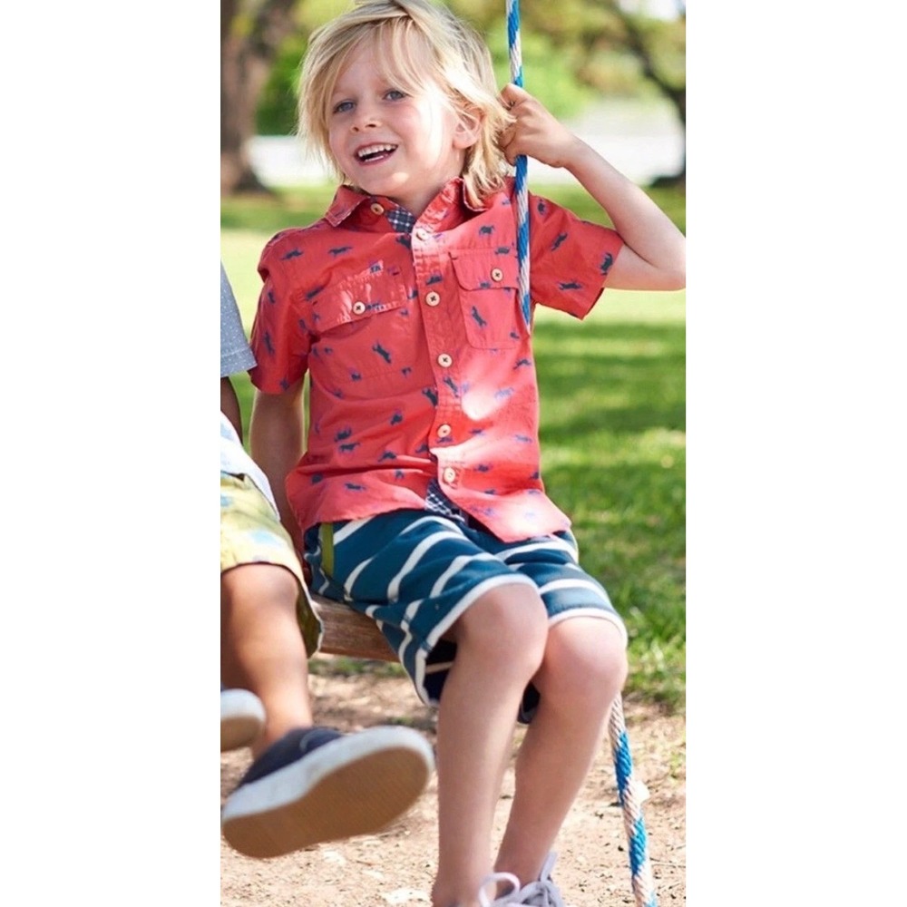 NWT Matilda Jane Joanna Gaines Boys 8 Horsing Around Red Horse Shirt button up
